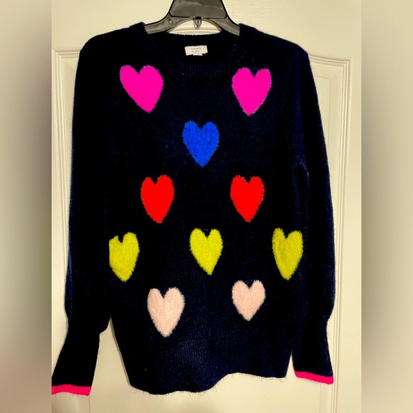 Crown & Ivy multicolored hearts knit sweater - Picture 1 of 3